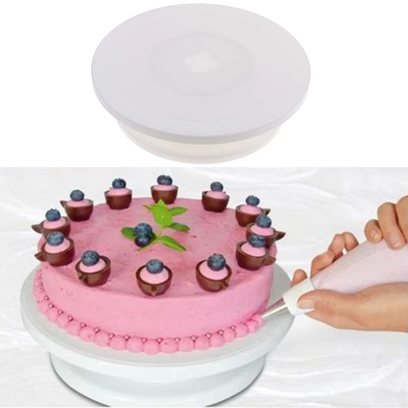 DIY выпечка инструмент Пластик торт плита поворотный стол вращающийся против скольжения круглая подставка для торта украшения торта поворотный стол Кухня