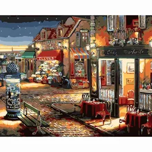 Уличный светильник, Ночной пейзаж, сделай сам, Цифровая живопись маслом по номерам, Европейский абстрактный холст, живопись для гостиной, настенное искусство