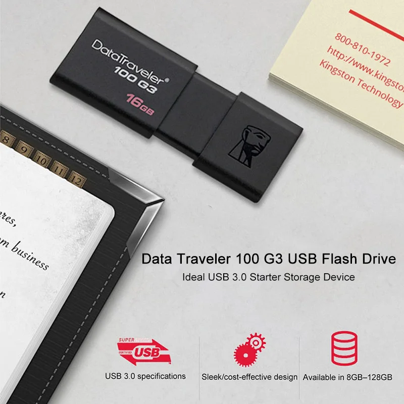 Продажа Оригинальные USB флеш накопители Kingston DataTraveler 100 G3, 16 ГБ, 32 ГБ, 64 ГБ, 128 ГБ, USB 3,0, флеш накопитель, высокоскоростные флеш накопители DT100G3