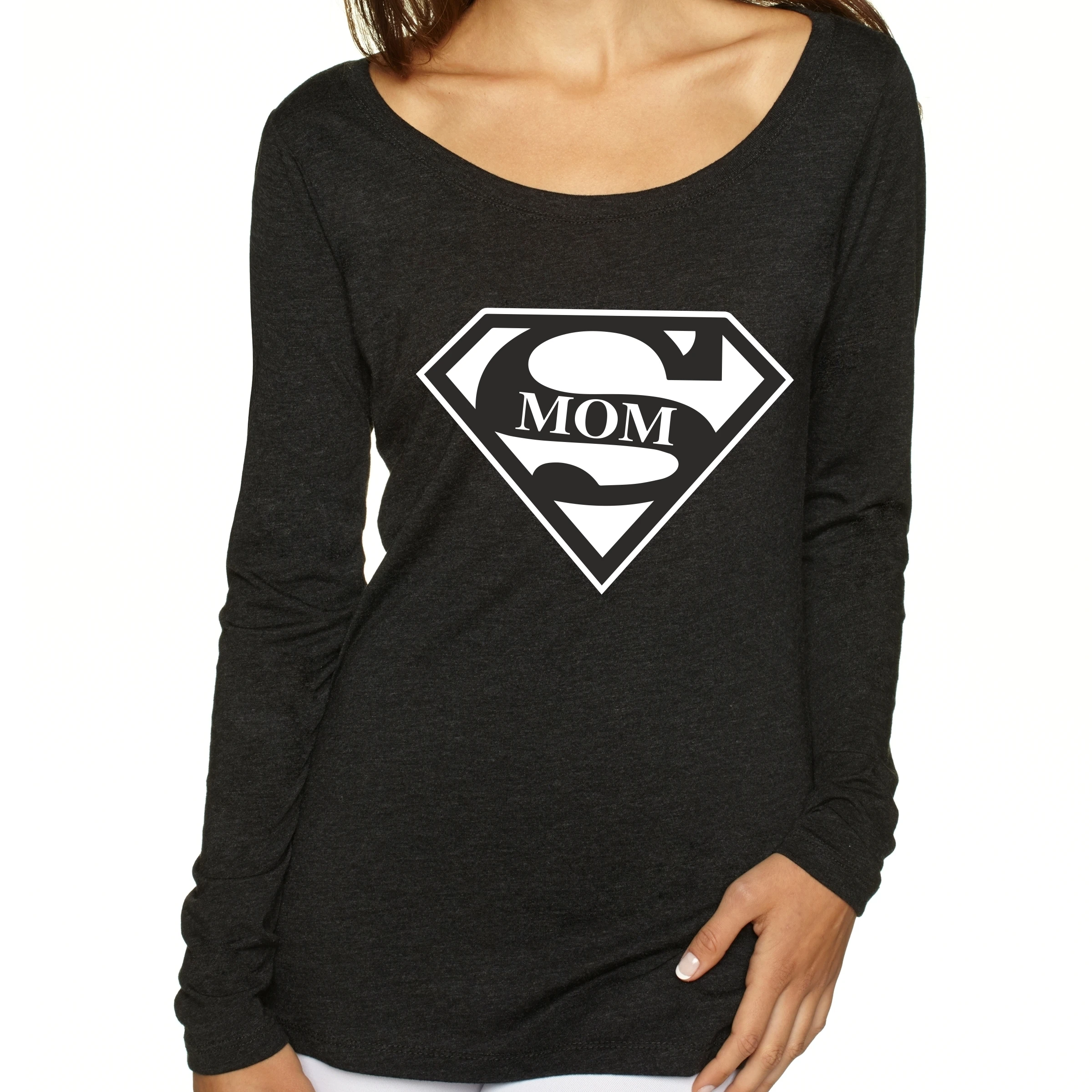 Women's Long Sleeve Shirt Super Mom Mother's Day (1)