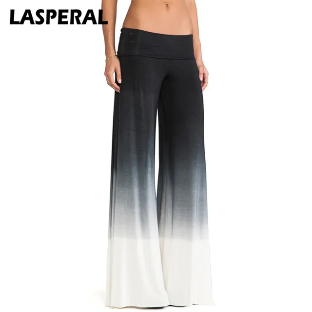 LASPERAL Wide Leg Pants Women Fashion Casual Black White