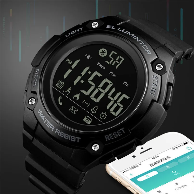 

SKMEI Men Smart Sport Calorie Pedometer Electronic Watch Bluetooth Caller Reminder Clock Distance Countdown 50M Waterproof Clock