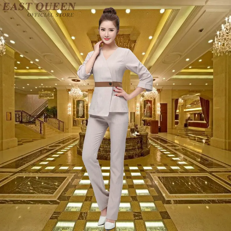 

Women Spa thai massage beautician uniform beauty salon waitress beautiful uniforms female hotel pant suits clothing DD1353