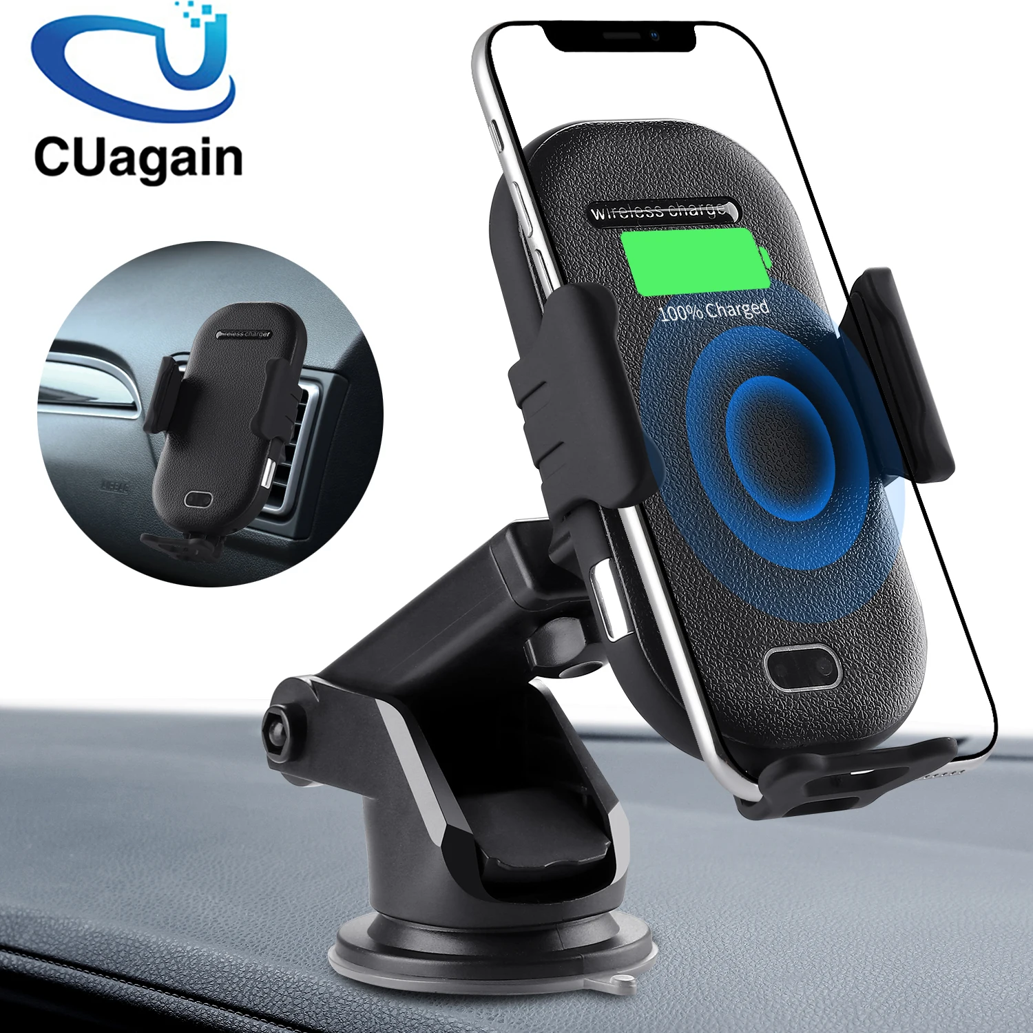 

Qi 10W Fast Charger Wireless Car Charger S6 Automatic Clamping Quick Charging Phone Holder Mount for iPhone Huawei Samsung LG