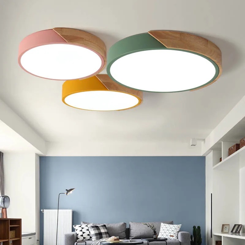 

Modern LED Ceiling Lights Nordic Style Round Ceiling Mounted Lamp For Bedroom Wooden Kitchen Lighting Fixture Home Lighting