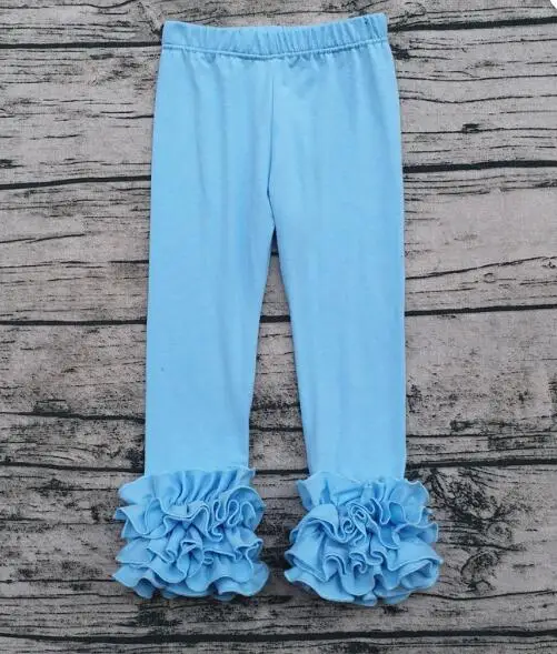 Детская фирменная одежда детские штаны для маленьких девочек разноцветные с оборками и леггинсы - Цвет: sky blue