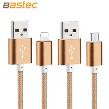 Bastec USB Data Charger Cable Nylon Braided Wire Metal Plug Micro USB Cable for iPhone 6