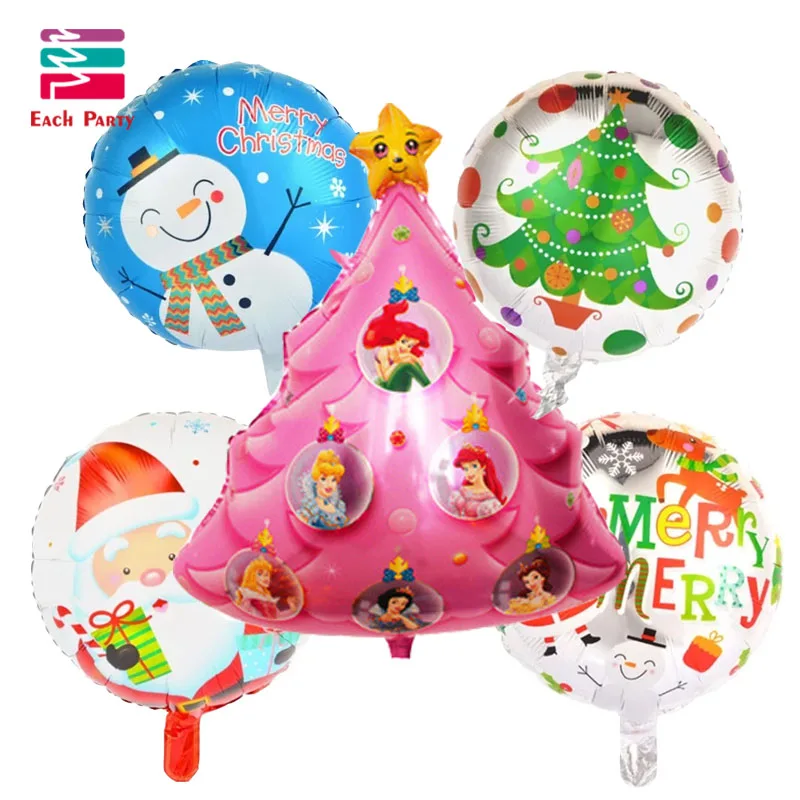 5 шт./лот воздушные шары из фольги для рождественской елки с гелием, Рождественские декоративные шары, надувные Классические игрушки - Цвет: cartoon pink tree