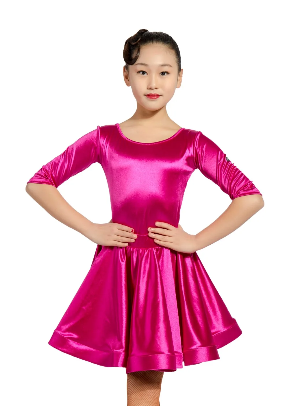 

GD3110 kid latin ballroom party dance professional split type dress for girl (suit design: leotard + short skirt)