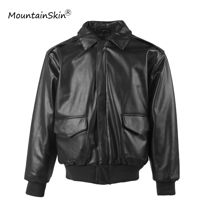 Мужская куртка-бомбер Mountainskin теплая кожаная куртка в стиле милитари с защитой от