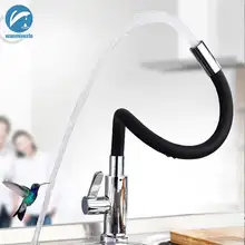 Черный хромированный кран для кухонной раковины, латунный гибкий резиновый смеситель горячей и холодной воды, кран для кухни с поворотом, кухонный кран Torneira Cozinha