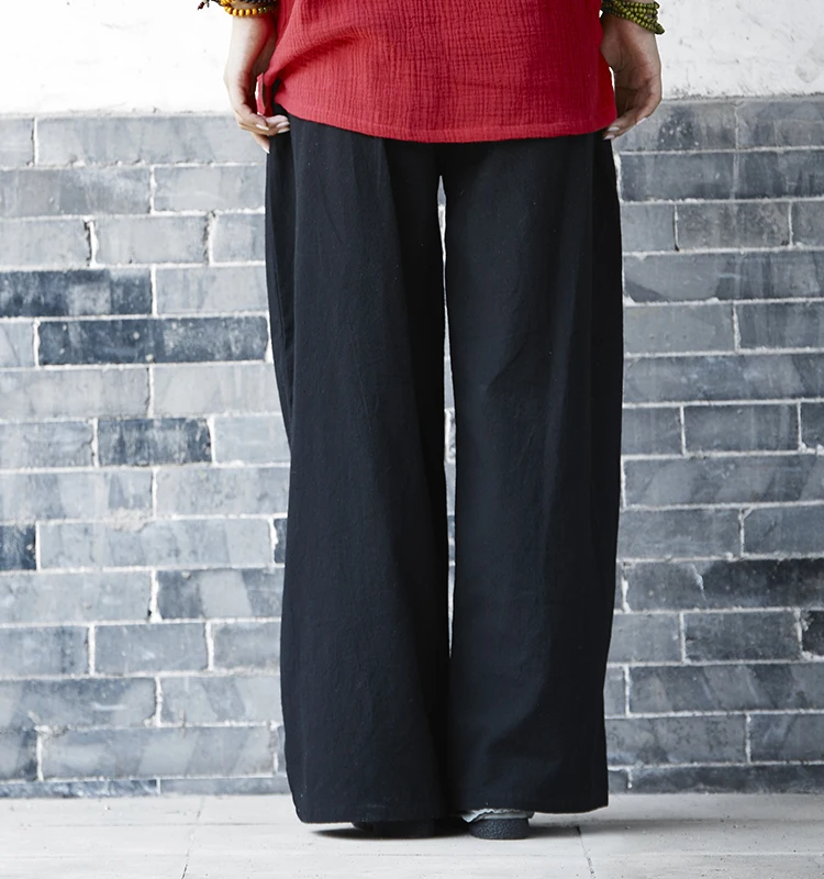 Весенние свободные хлопковые льняные женские брюки новые винтажные повседневные Простые однотонные с эластичной резинкой на талии