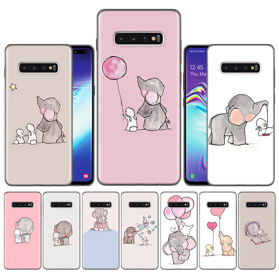 

Fundas Case Coque for Samsung Galaxy S10 S9 S8 Plus 5G A30 A50 A70 A40 A20 Note 8 9 10 Cover Carcass Cute Elephant and rabbit Ca
