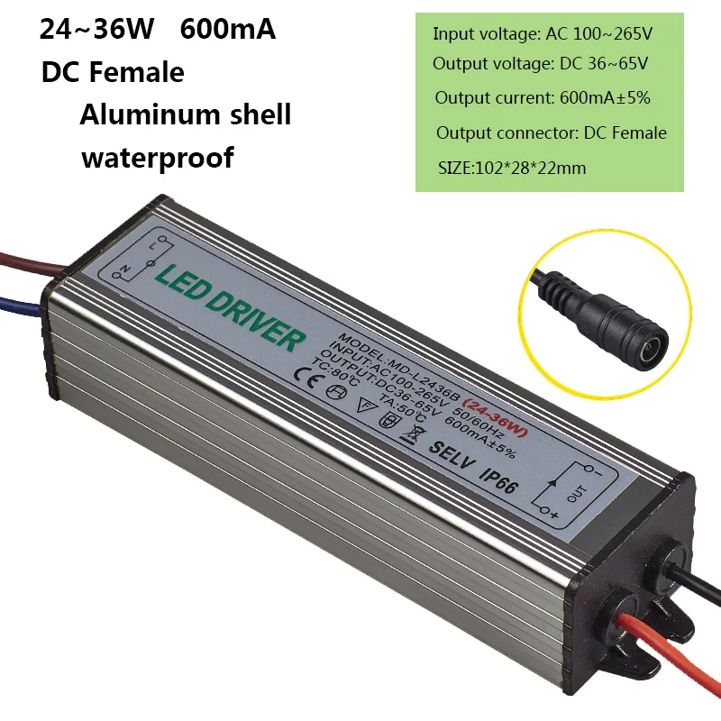 led drive power panel lamp ballast 24W 36W 600mA constant current