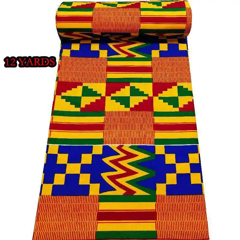 Tecido de Cera Estilo de Cera Holandês para Costura Venda Quente! Kente Real Macio Cera 100% Algodão Africano Imprimir Tecidos 12 Jardas