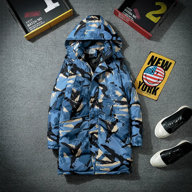 

Men Winter jackets Windbreaker Long Warm Coats New Fashion Men Camouflage Down Jackets Large Size Long Warm Parkas Size 5XL