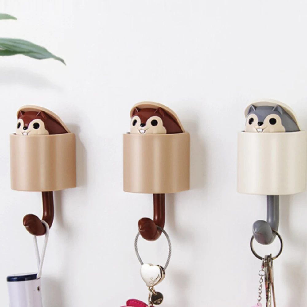 Coat Wall Hook Key Holder Creative Outstretch Cute Squirrel Hook Wall Home Decor Kitchen Hook Bathroom Accessories Coat Hanger