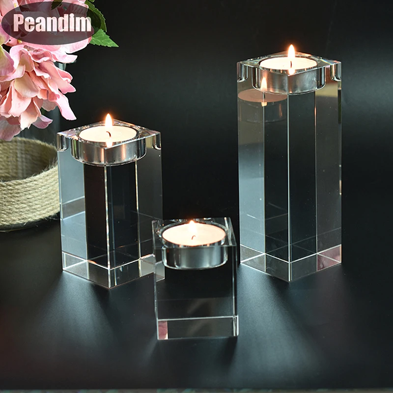 PEANDIM K9 хрустальные подсвечники маленькие Подсвечники Tealight 6 см 10 см 14 см День Святого Валентина обеденный стол при свечах