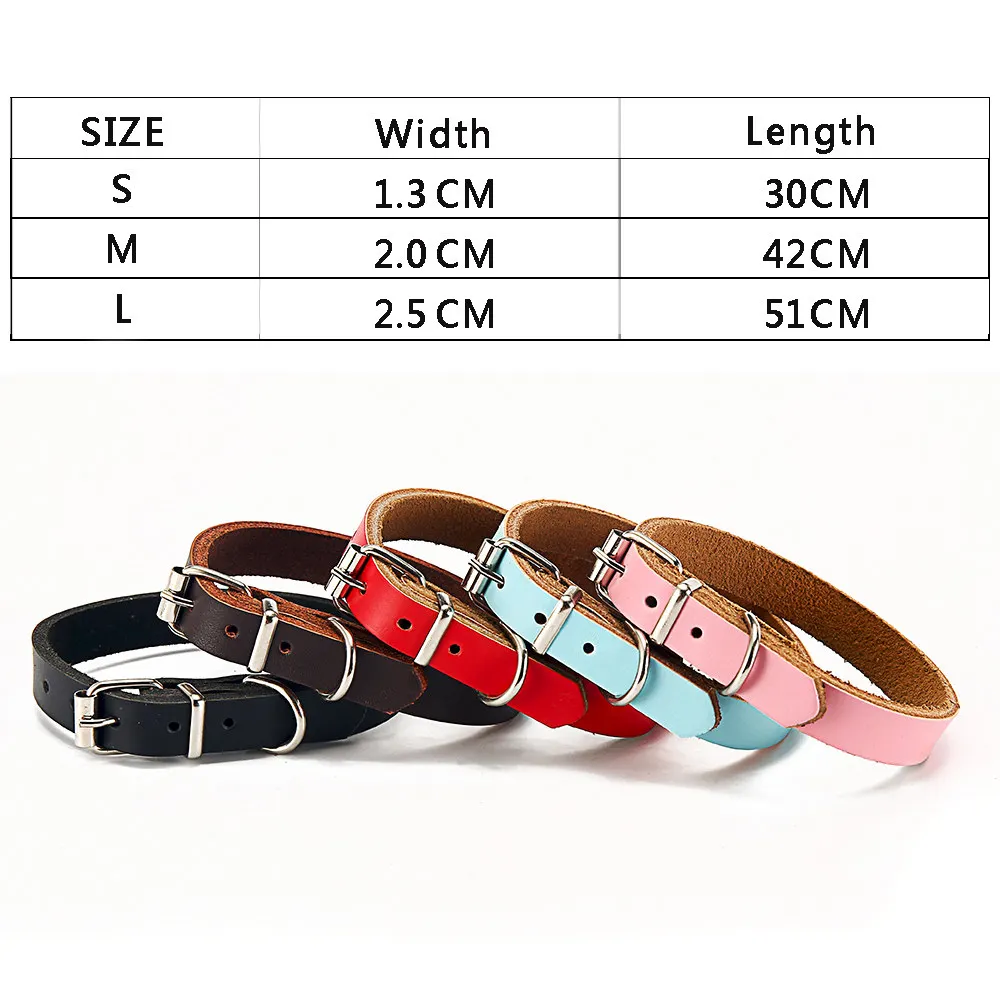 Solid Dog Collars Leather Pink Chihuahua Pitbull Basic Collars Leash For Large Dogs Puppy Cat Lead (10)