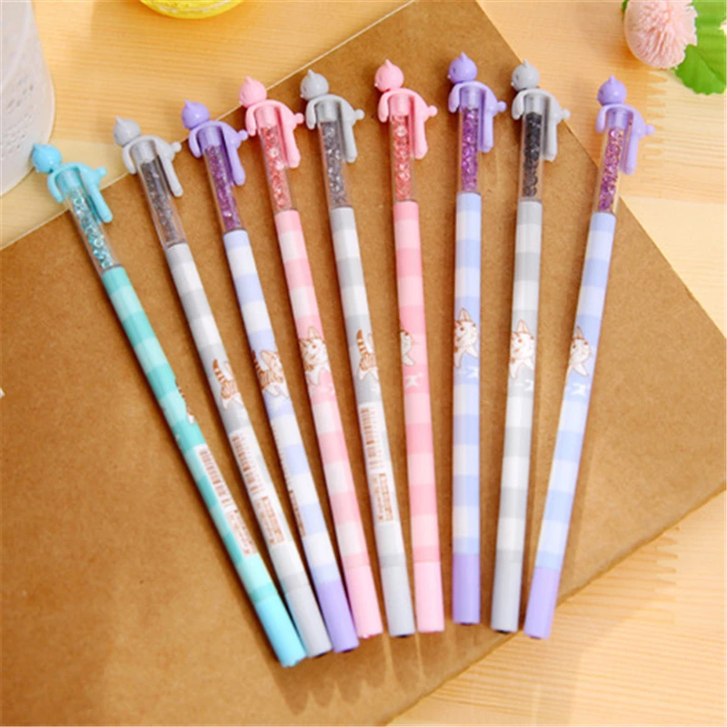 Korean cute cat stationery pen luxury diamond diamond creative student paper Teaching equipment