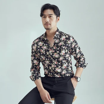 

Camisa Floral Masculina Slim Fit Flowers Shirts Mens Long Sleeve Social Club Outfits Slim Fit Dress Shirts for Mens Casual Cloth