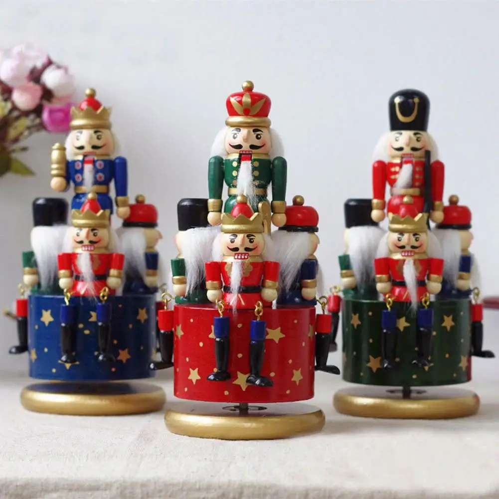 

Wooden Nutcracker Doll Puppet Figurines Soldier Toy Music Box Christmas Decor Child Kids Gift Office Ornaments Home Decoration