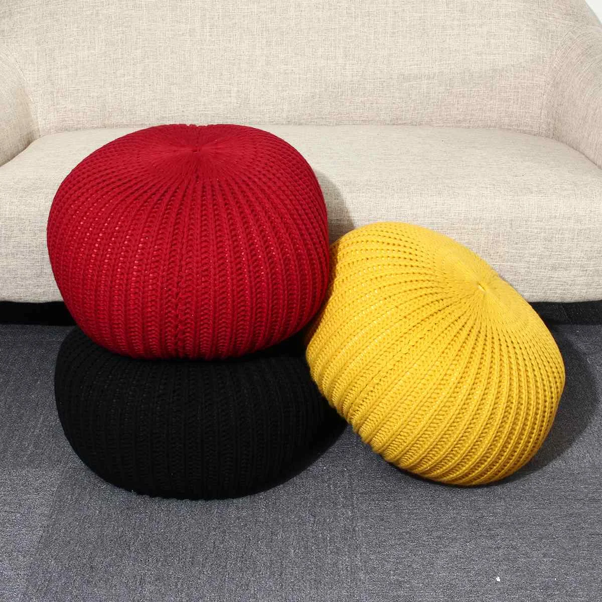 

40/50/60cm Handmade Large Moroccan Knitted Pouffe Footstool Cushion Foot Knitted Footstool