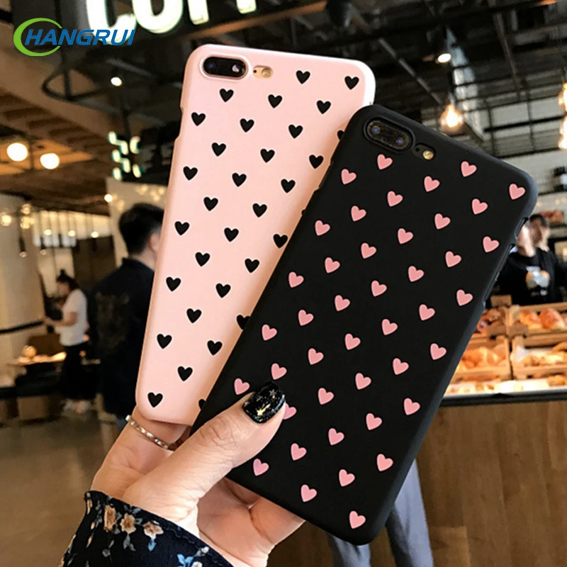 For iphone XS Max X 7 8 6 6S Plus Case For iphone XS XR Case For iphone 5 5s se 4 Fundas Cover Hard Heart Love Black Pink Coque