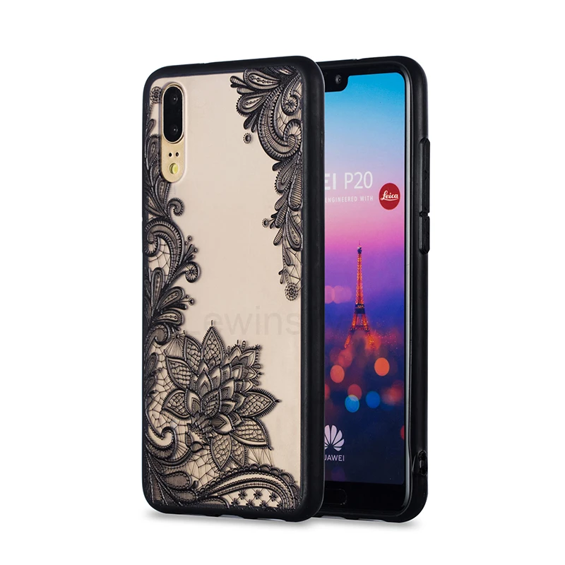 3D Relief Lace Flower Phone Case For Huawei P20 P10 P9 P8 Lite P Smart PC TPU Back Case For On Honor 7C 7A Pro 7X 6X 10 9 Lite