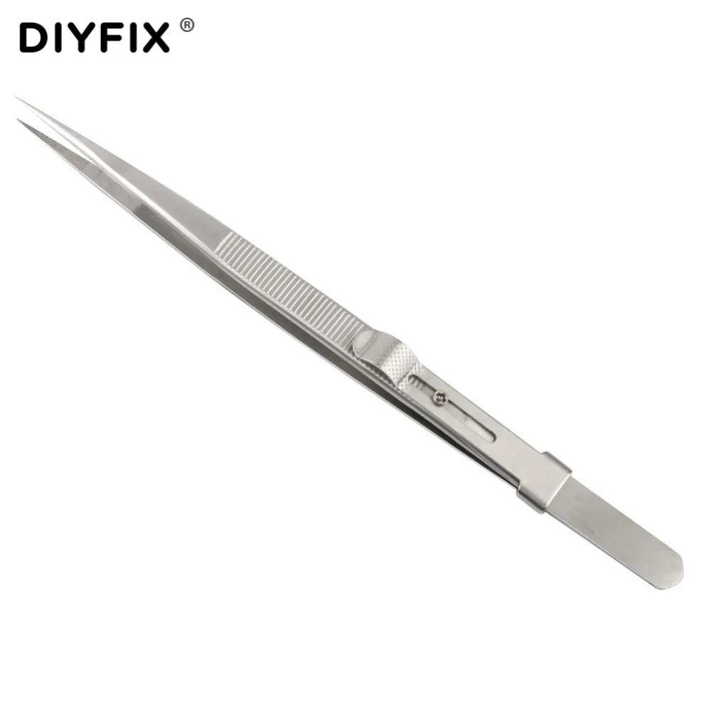 

DIYFIX Precision Anti Static Tweezers with Adjustable Slide Lock Clips For Jewelry Electronic Component Holding Repair Hand Tool