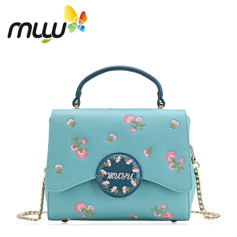 Muyu 2018 женские сумки с цветочной вышивкой и застежкой молнией Мягкие Сумки из