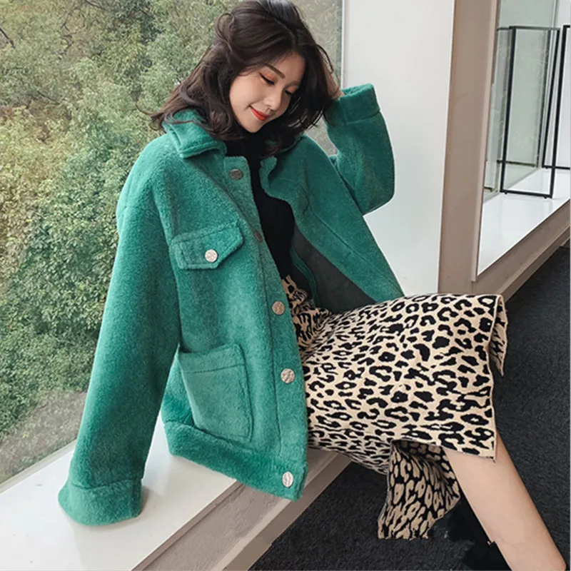 Harbor wind cashmere coat female winter 2019 new Korean tide lapel fur one plus velvet thick bomber jacket woman veste femme Harbor wind cashmere coat female winter 2019 new Korean tide lapel fur one plus velvet thick bomber jacket woman veste femme