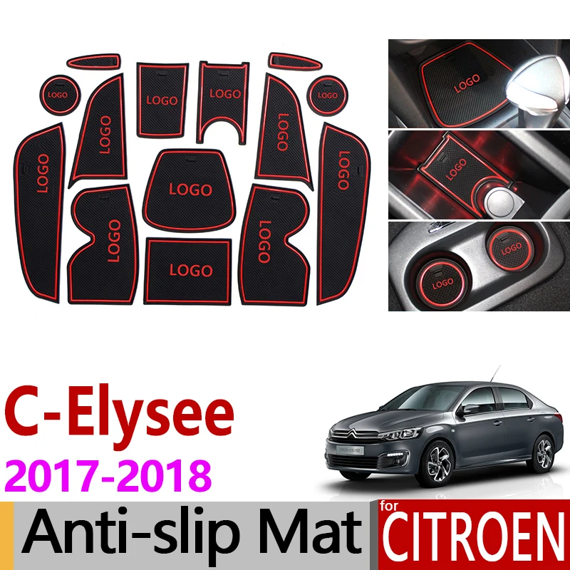 

Anti-Slip Gate Slot Mat Rubber Coaster for Citroen C-Elysee 2017 2018 C Elysee CElysee Facelift Accessories Car Stickers 14PCS