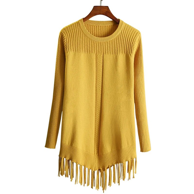

OUMENGKA Winter Woman Long Sweater Knitting Pullovers Loose Tassel Thick Sweaters and Pullovers Female Jumper Tricot Top 8 Color