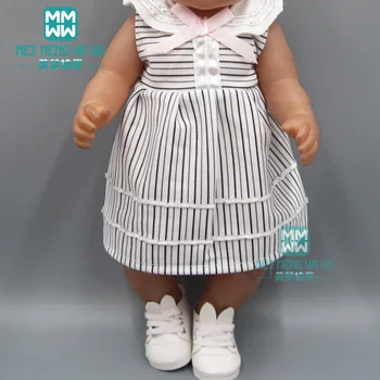 

Baby clothes for dolls fit 43 cm new born doll and american doll Black and white striped dress