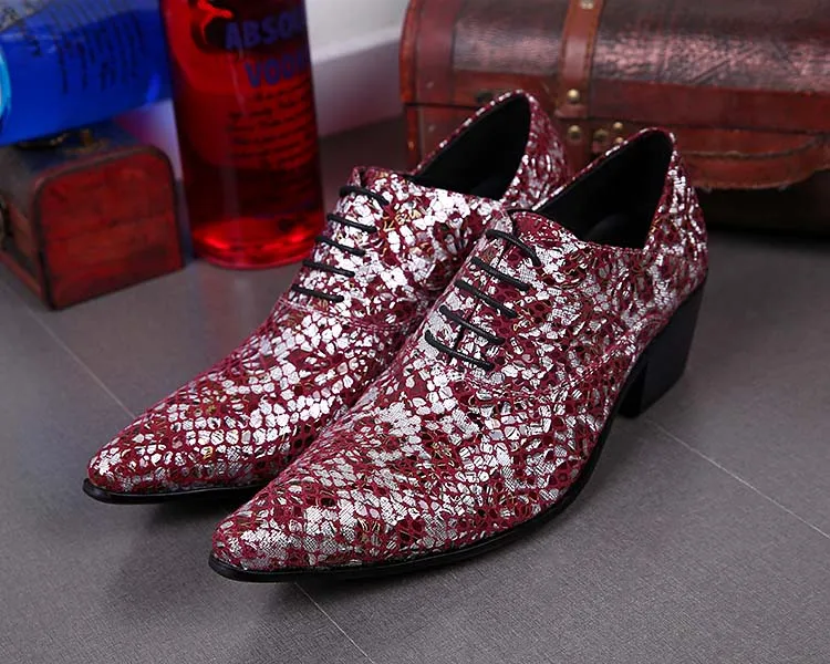 

British style summer mens dress shoes high heels lace up pointy oxford shoes for men glitter genuine leather velvet loafers