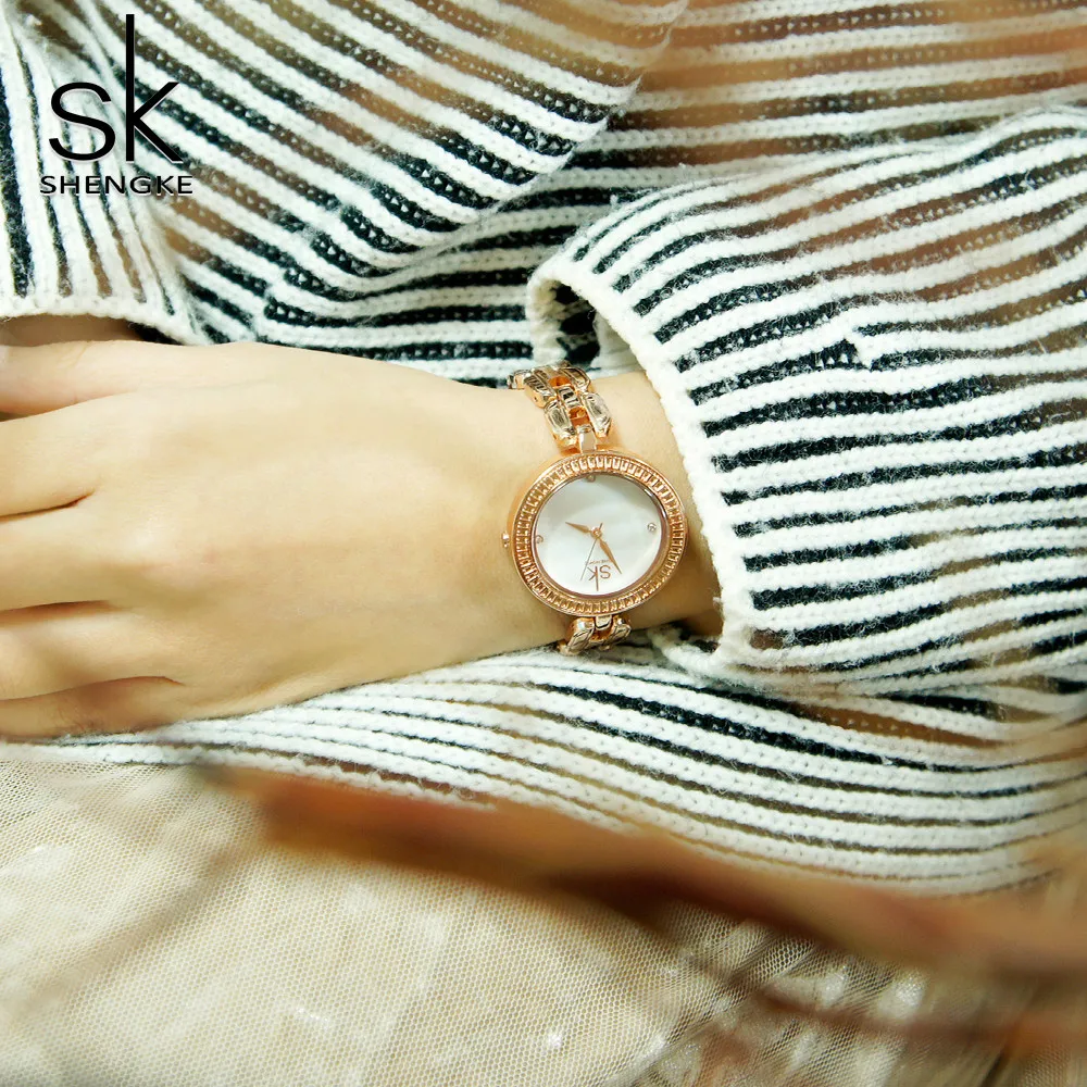 

2018 NEW Shengke Fashion Women Bracelet Watches Diamond Luxury Top Wristwatch Stainless Steel Strap Quartz Simple Time saati
