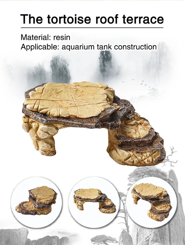 Аквариум Teedel из смолы для черепах Солнечная платформа аквариум имитирует естественный ландшафтный дизайн и тонет черепаха остров красивые украшения