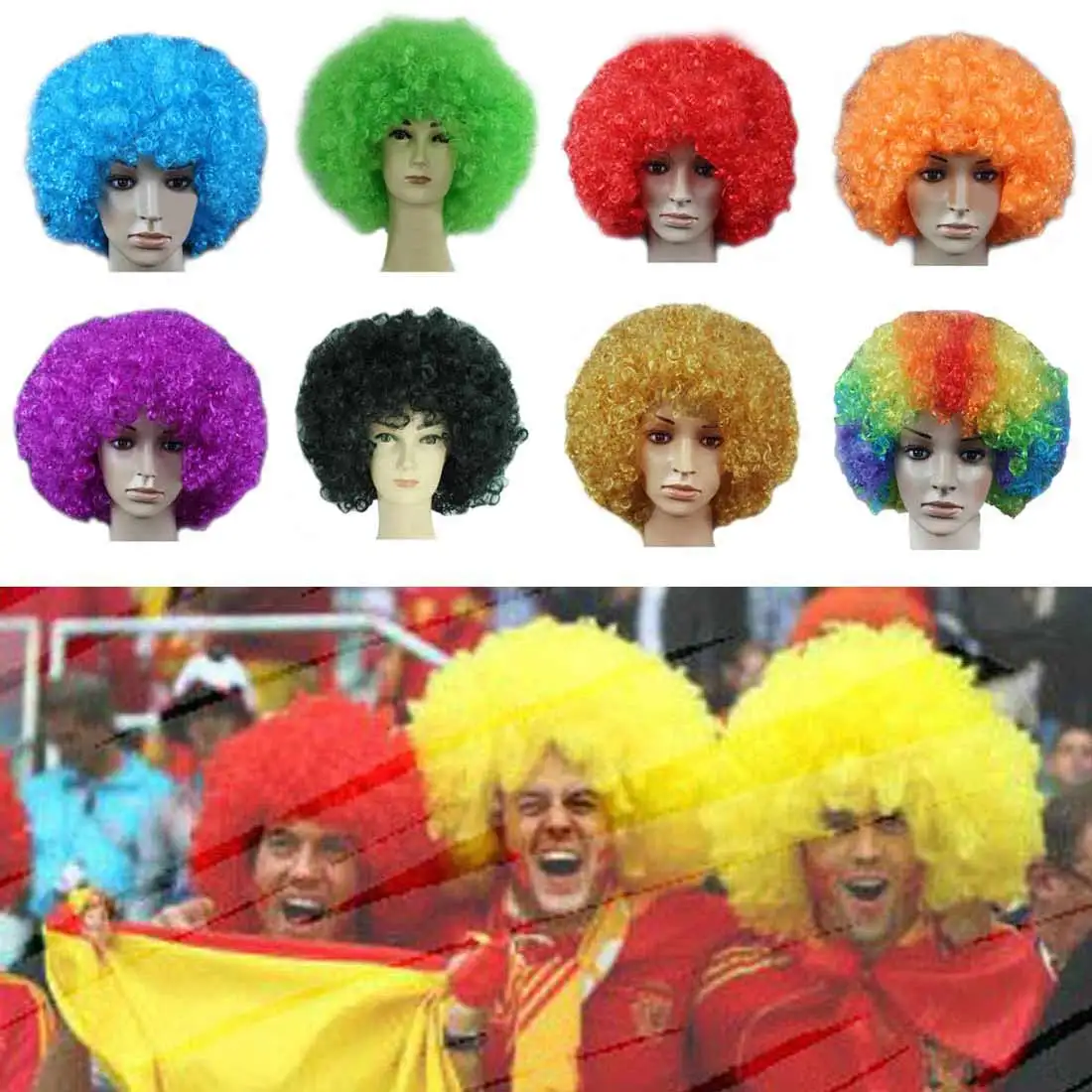 

Colorful Explosive Head Wigs Afro Kinky Curly Clown Wig Caps Resistant Synthetic Hair Mapof Beauty Multicolor Short Curly Wig