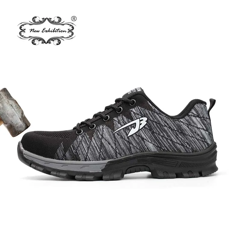 

New exhibition Fashion safety shoes breathable fly line Causal sneaker anti-smashing puncture mens Work Protective shoes sapatos