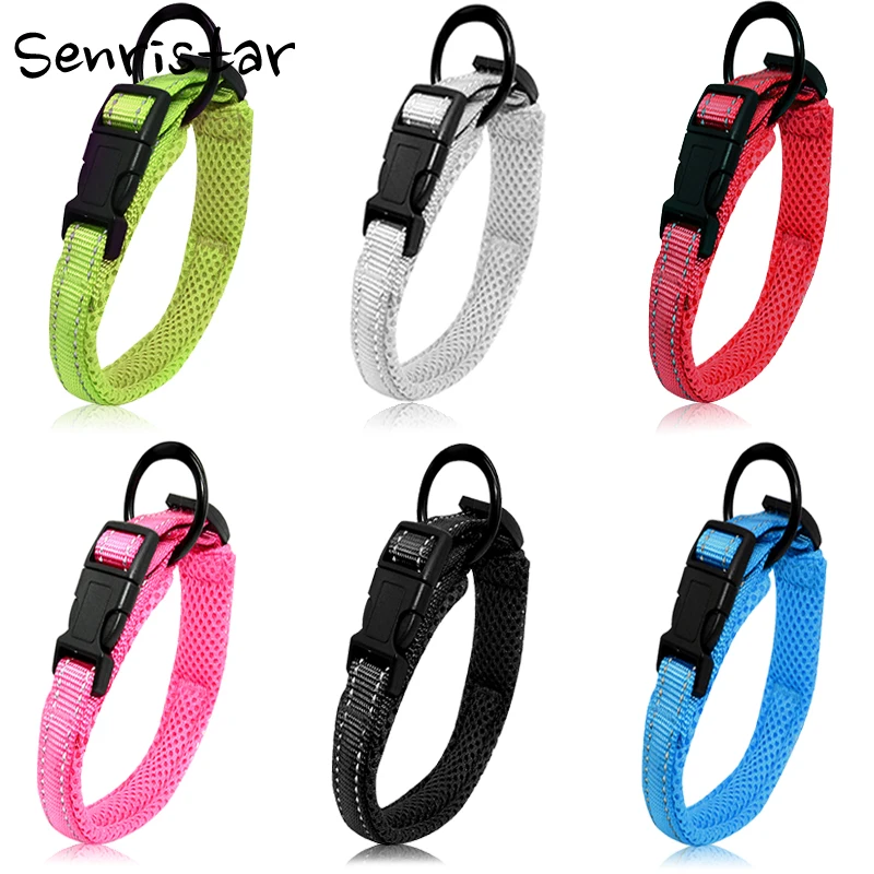

Padded Mesh Nylon Reflective Dog Collar For Small Medium Large Dog Soft Safe Breathable Heavy Alloy Pet Cat Puppy Dog Collar