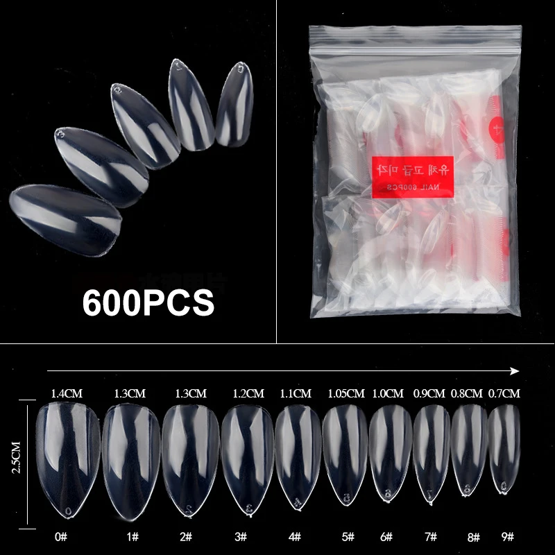 

600Pcs Clear White Natural French False Acrylic Nail Tips UV Gel Ultra Flexible - Size - Pack of 600 Tips Fake Nail