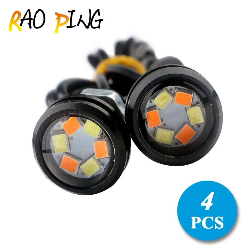 

Raoping 4PCS Eagle Eye Lights 6SMD Car LED Motor DRL Turn Signal Lamps Headlight Backup Light Car Auto Lamp Dual Color 12v