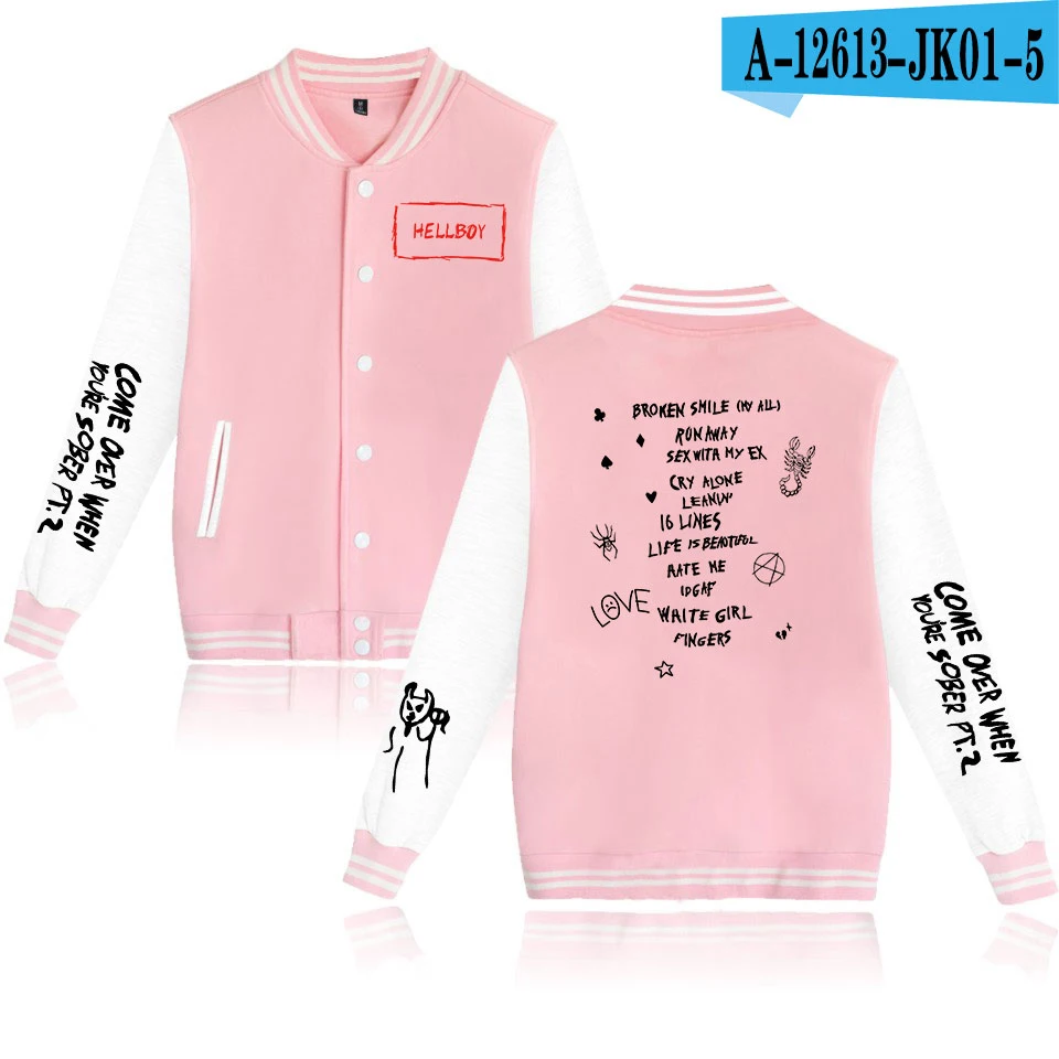 Pink Рэпер певец Lil Peep бейсбольная форма с принтом мужские/женские пальто, сохраняющие тепло, высокое качество, толстовка, пальто, популярные мужские Lil Peep куртки - Цвет: Pink