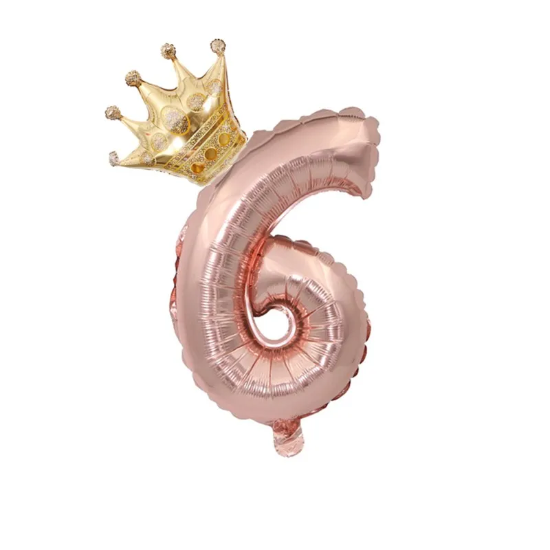 Rose Gold Foil Balloons Air Wedding Ballon Helium Balloon Happy Birthday Party Decoration Kids Crown Balls Number Baby Shower - Цвет: number 6