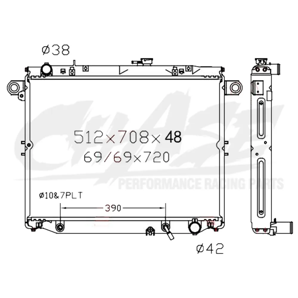 Алюминиевый радиатор для TOYOTA Land Cruiser 4700/LC100/HDJ101K 48 мм 1998-2002 16400-66120/16400-66121