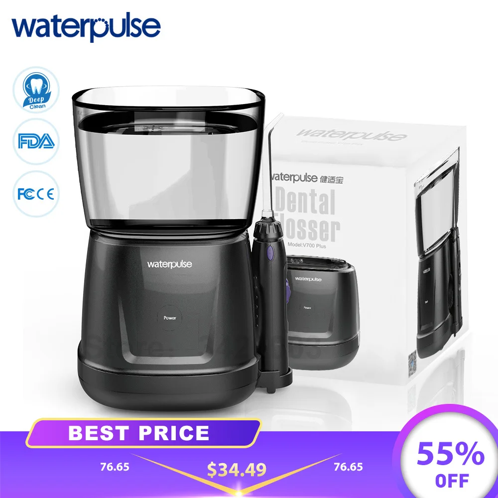 Waterpulse V700 Portable Water Flosser Oral Orrigator Led Touch Key With 5 Tips Compact Dental White Black huismerk kopen in de aanbieding Waterpulse V700 Portable Water Flosser Oral Orrigator Led Touch Key With 5 Tips Compact Dental White Black huismerk kopen in de aanbieding