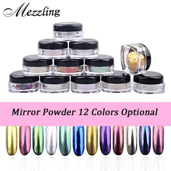 

New 2g/box Shinning Mirror Nail Glitter Powder Dust DIY Nail Art Sequins Chrome Pigment Decorations 12 Colors Optional