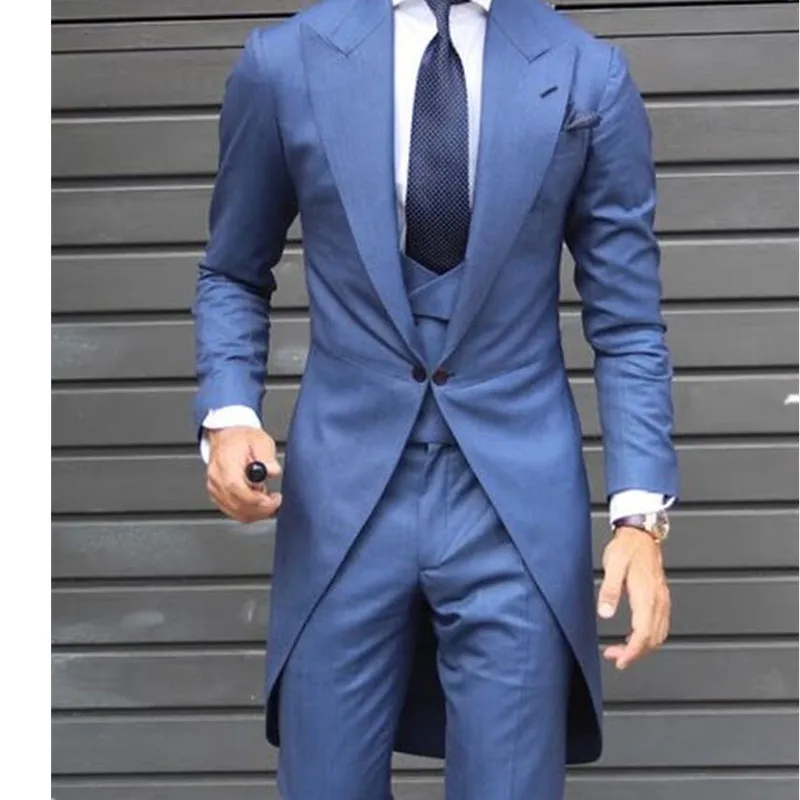 

Latest Coat Pant Designs Navy Blue Wedding Suits for Men Slim Fit 3 Piece Tuxedo Groom Suit Custom Prom Blazer Masculino