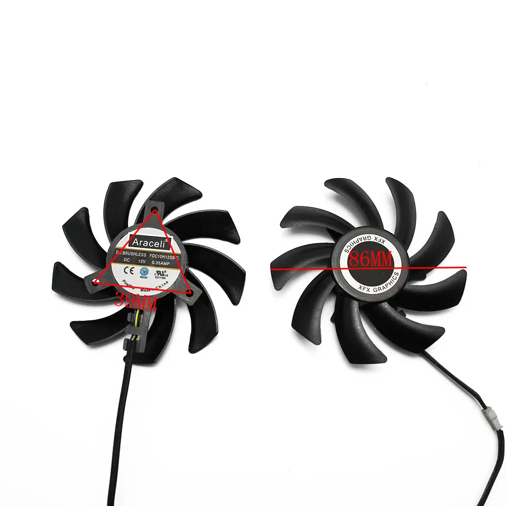 2PCS/lot FDC10H12S9-C 0.35AMP 4Pin CoolingFan Replacement For XFX RX 470 470D 480 460 RX480 RX380X R9 270A Graphics Card Cooling